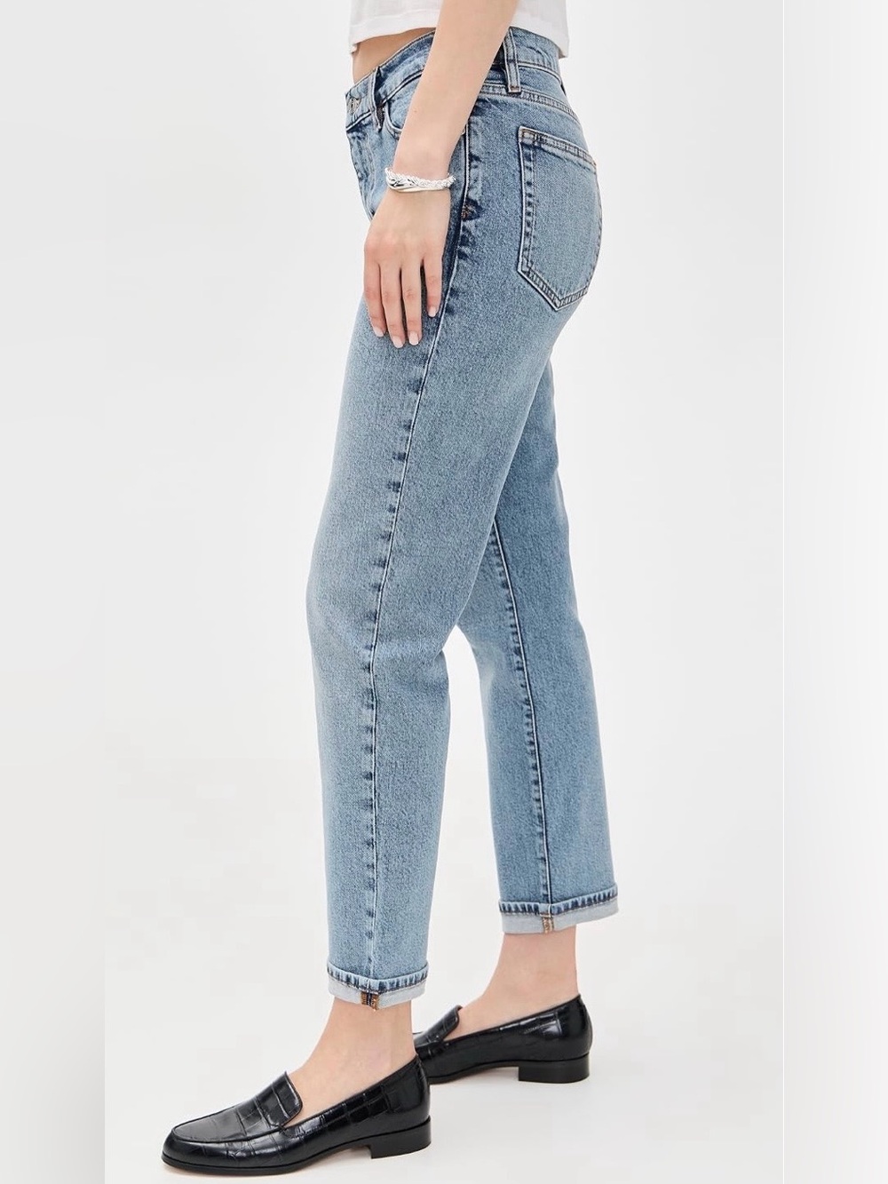 Frame Denim The Borrowed High-rise Slim Leg Blue Jeans Size 27 NWT - Picture 6 of 9